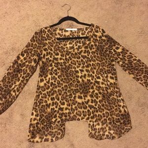 leopard print sheer top